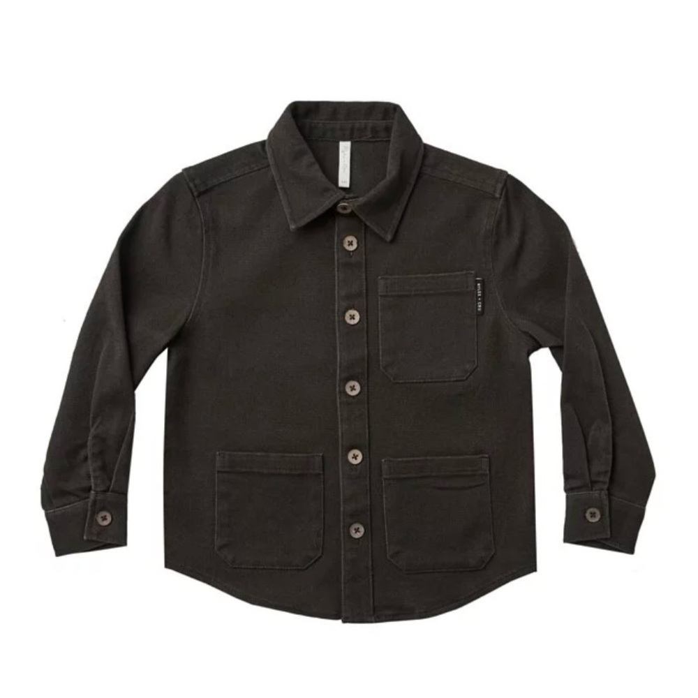 Rylee + Cru vintage black thick button down shacket 4-5 years